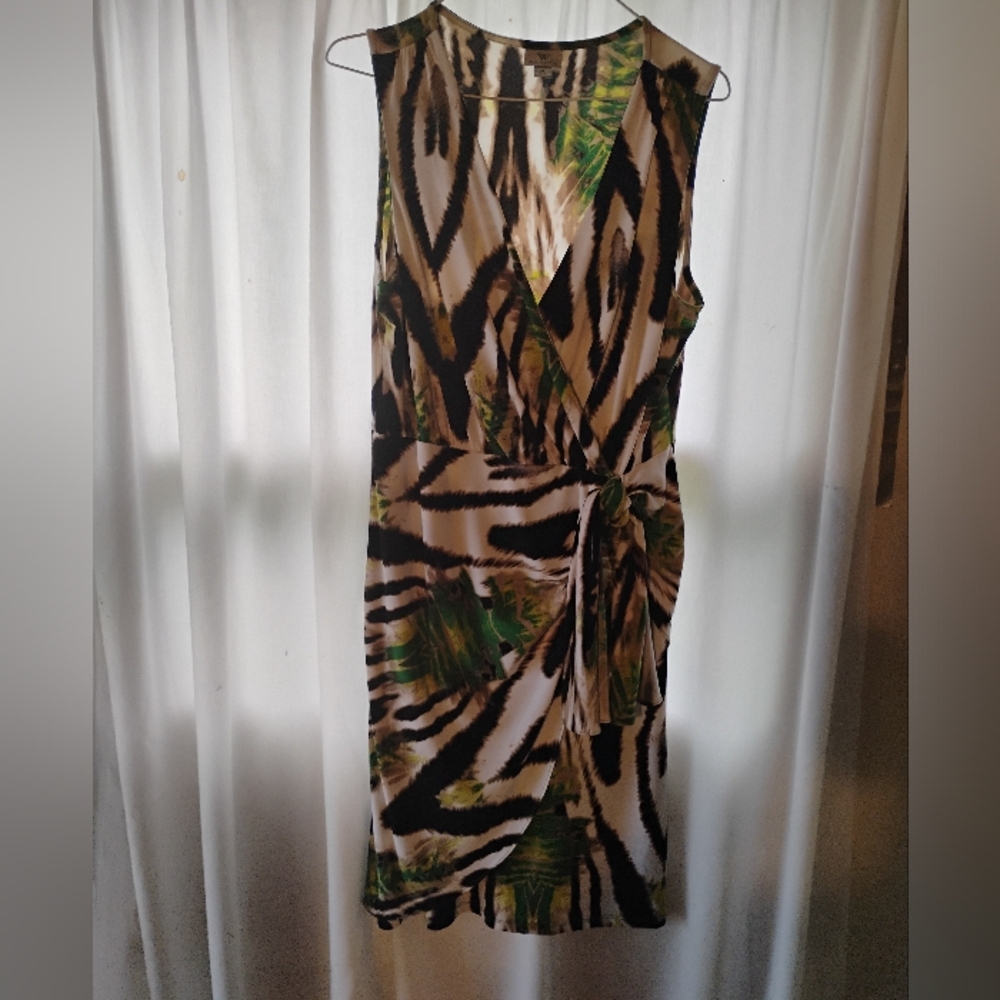 Animal Print Dress with Green Accents
